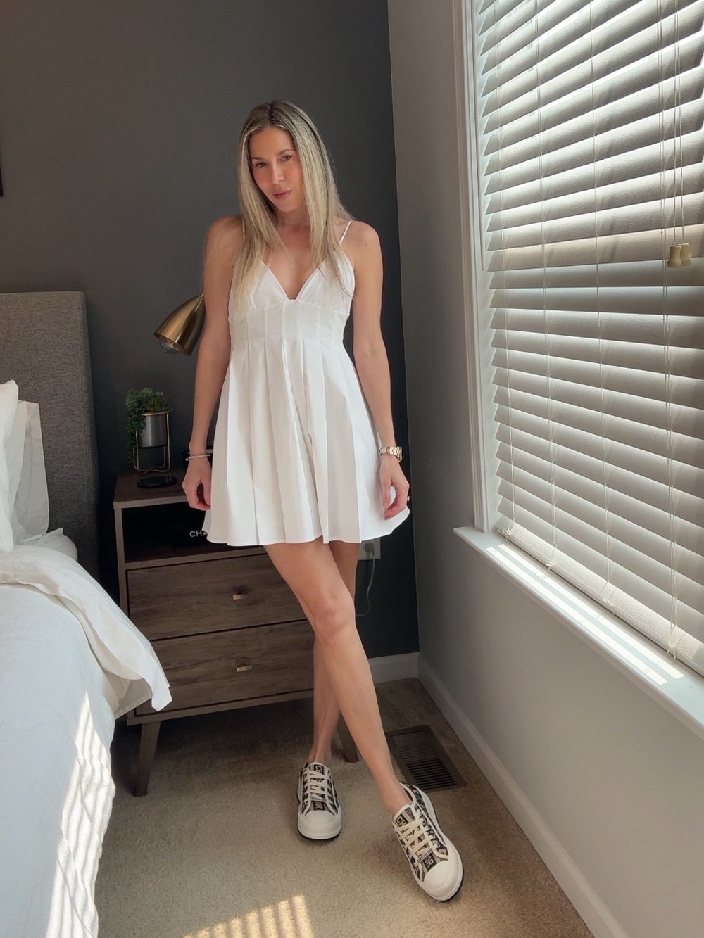 ZARA Pleated V-Neck Mini Dress - NEW